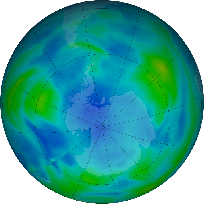 Antarctic ozone map for 09 May 2023